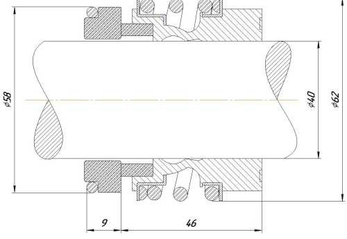 Gleitringdichtung R-MG13 40, SiC/SiC, Viton, 304, G6