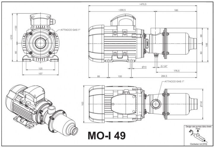 Edelstahl-Schraubenpumpe für viskose Medien LIVERANI MO-I 49/6 TF 0,55 kW, 900 U/min, 380 V