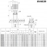 Mehrstufige Pumpe EVXE20/16, 18,5 kW, 28,8 m3/h, 279m, 380V/T, AISI 304 (EBARA EVM)