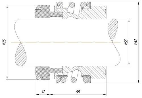 Gleitringdichtung für Pumpenwelle R-MG13 55, SIC/SIC, EPDM, 304, Typ G60 ROTEN L3N, STERLING SMG13, LIDERING LRB17NU
