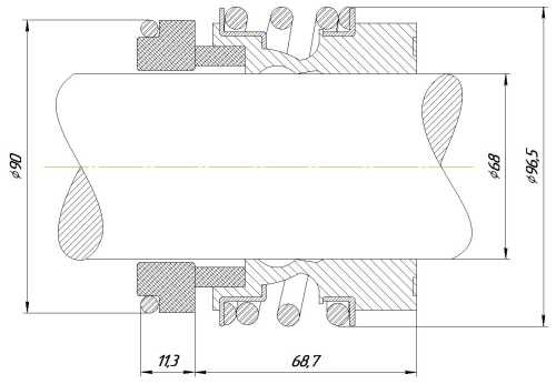 Gleitringdichtung für Pumpenwelle R-MG13 68, SiC/SiC, Viton, 304, G6