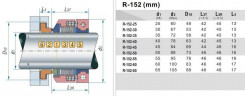 PTFE-Balg-Gleitringdichtung der Pumpe R-152T 65, PTFE/CER, PTFE Typ JOHN CRANE 10T, LIDERING LTB16