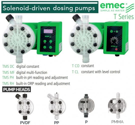 Magnetdosierpumpe EMEC T AC CL (mit elektrischem und pneumatischem Antrieb) 50–230 l/h, 10–0 bar