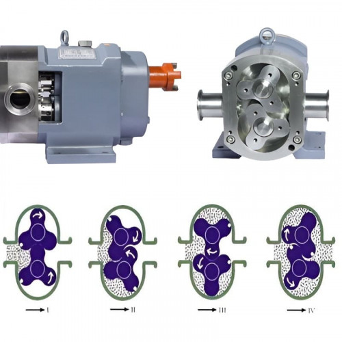 Nockenpumpe für Flüssigseife und Zahnpasta CYB15-3Y, 15 m³/h, 0,6 MPa, 5,5 kW, 400 U/min, 380 V, 50 Hz, AISI 304, Ex, Klemmverbindung