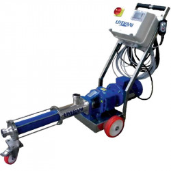 Schraubenpumpe für Öl-Hydrofruster LIVERANI MXF80INCA TF 2,2kW 115–544rpm 380V AISI316 mit Frequenzumrichter Fernbedienung (15m) auf einem Fahrgestell