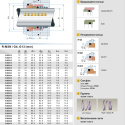 Gleitringdichtung R-M3N 32, SIC/SIC, VITON, 304, G9