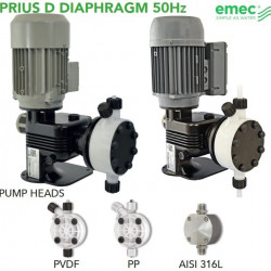 Membranmotor-Dosierpumpe EMEC Serie PRIUS D 50 Hz 12-1000 l/h, 10-5 bar