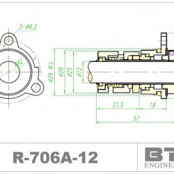 Gleitringdichtung für Grundfos-Pumpenwelle, Patronentyp R-706A 12, SiC/SiC, Viton, 304