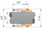Gleitringdichtung für Pumpenwelle R-GEA 25, CAR/SIC, VITON, 304