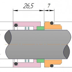Gleitringdichtung für Pumpenwelle R-GEA 25, CAR/SIC, VITON, 304