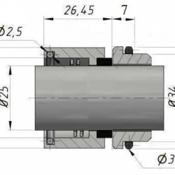 Gleitringdichtung für Pumpenwelle R-GEA 25, CAR/SIC, VITON, 304
