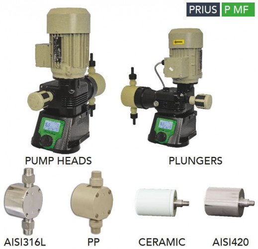 Multifunktionale Kolbenmotor-Dosierpumpe EMEC Serie PRIUS P MF 5-320 l/h, 10 bar