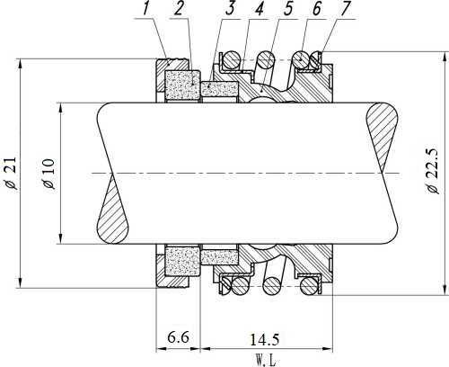 Gleitringdichtung für Pumpenwelle R-MG1 10, CAR/SIC, VITON, 304, G60