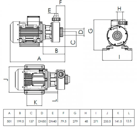 Kunststoffpumpe für Säuren DiaPump PA2220 PP, 2,2 kW, 3000 U/min, 220V