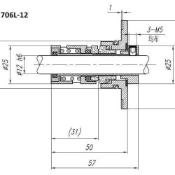 Dichtungskartusche Typ R-706L 12, SIC/SIC, VITON, 304