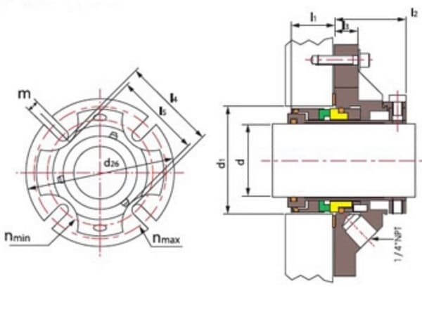 Kartuschendichtung für Pumpe R-CSM 110, SiC/SiC, Viton, 304