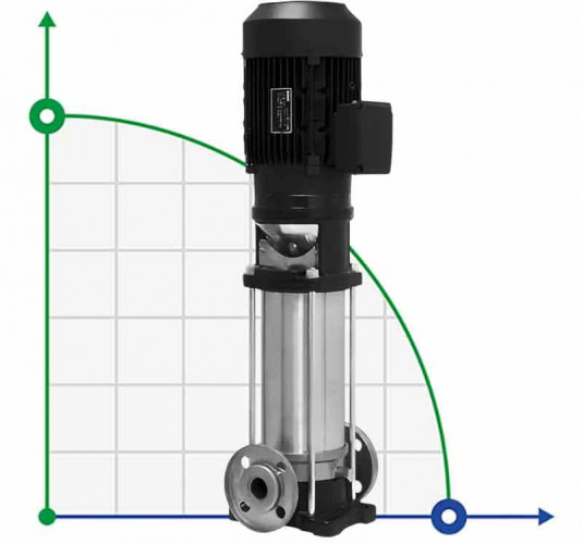Mehrstufige Pumpe für Umkehrosmoseanlagen EVX 45/8, 30 kW, 65 m3/h, 197m, 380V/T, AISI 304 (EBARA EVM)