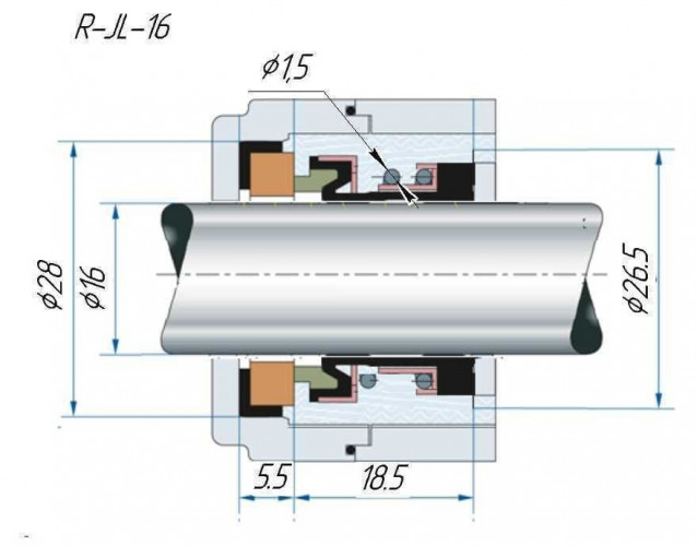 Gleitringdichtung für Inline-Pumpe JL Typ R-JL 16, CAR/CER, EPDM, 304