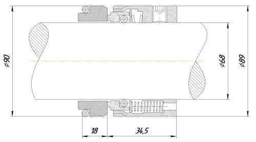 Gleitringdichtung R-M7N 68, SiC/SiC, Viton, 304, G9