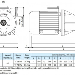 Vortexpumpe für Gasöl LIVERANI EP 70 Inox, 500 l/min, TF/M, 5,5 kW, 1400 U/min, 380 V, AISI 316, Seal Cer.-Grafit-Viton