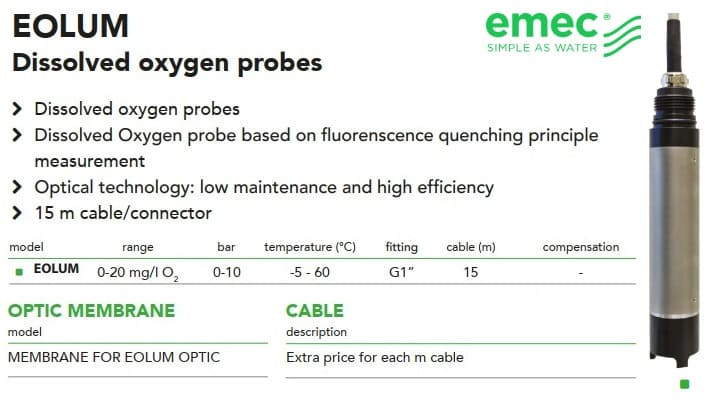EMEC EOLUM Sensor für gelösten Sauerstoff