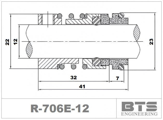 Gleitringdichtung für CDLF-Pumpe, Speroni VS R-706E 12, CAR/TC, VITON, 304