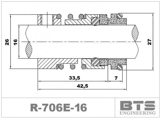 Gleitringdichtung für Pumpe Nocchi, Speroni, CDLF R-706E 16, CAR/TC, VITON, 304