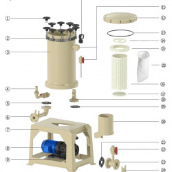 Präzisionschemiefilter aus PVDF der Serie QH-1004-180-PUVU-OJAZ-S + MD-P-257-SSV-5V38BAY-S, Beutelfilter, säure- und laugenbeständig