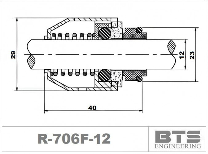 Gleitringdichtung R-706F 12, TC/TC, VITON, 304 für Grundfos Pumpen der Baureihen CH, CR, CRN, CRT