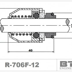 Gleitringdichtung R-706F 12, TC/TC, VITON, 304 für Grundfos Pumpen der Baureihen CH, CR, CRN, CRT