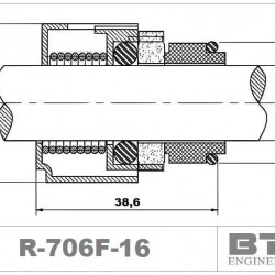 Gleitringdichtung für Grundfos-Pumpen der Baureihen CR, CRK, LM, LP, TP R-706F 16, TC/TC, VITON, 304