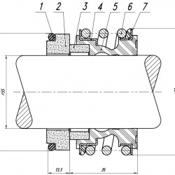 Gleitringdichtung für Pumpenwelle Netzch, R-MG1 55, CAR/CER, EPDM, 304, G60