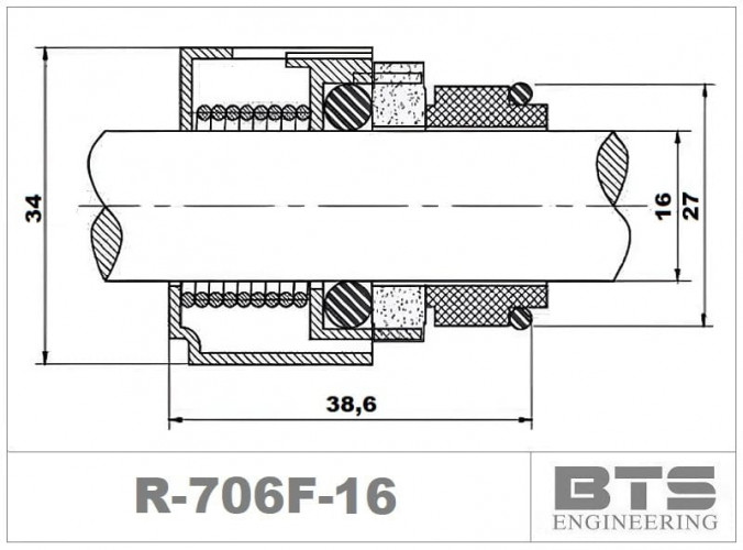 Gleitringdichtung für Grundfos-Pumpe R-706F 16, TC/TC, VITON, 316