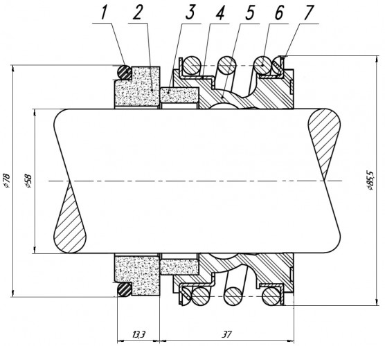 Gleitringdichtung für Pumpenwelle R-MG1 58, CAR/CER, EPDM, 304, G60