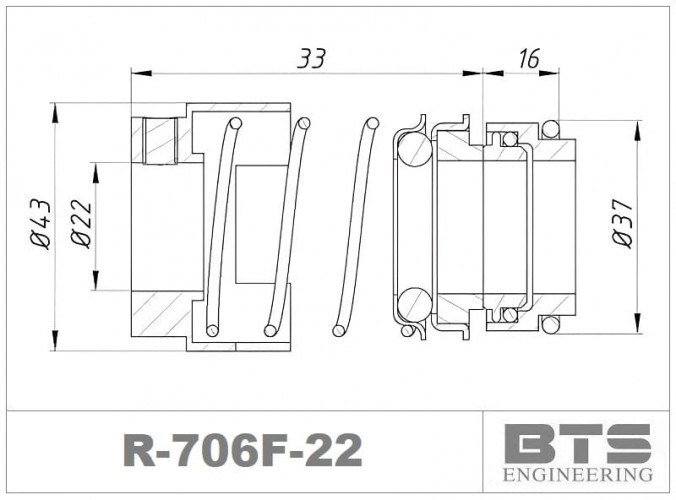 Gleitringdichtung für Grundfos Pumpen der Baureihen LM, LP R-706F 22, TC/TC, VITON, 316