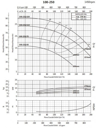 Konsolenpumpe für Kühlturm BSM4 100-250/55 (96/13,4), 5,5 kW, 1450