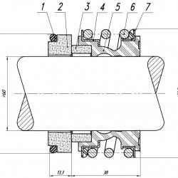 Gleitringdichtung für Pumpenwelle GÜCÜM, WILO, ANDRITZ, ALLWEILER R-MG1 60, CAR/CER, EPDM, 304, G60