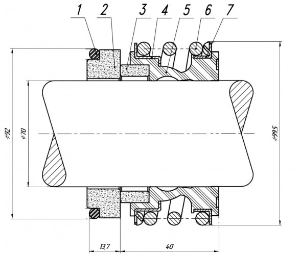 Gleitringdichtung für Pumpenwelle Svanehoj, ROTOS, Seepex, R-MG1 70, CAR/CER, EPDM, 304, G60