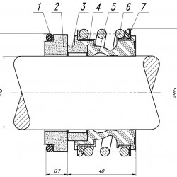 Gleitringdichtung für Pumpenwelle Svanehoj, ROTOS, Seepex, R-MG1 70, CAR/CER, EPDM, 304, G60