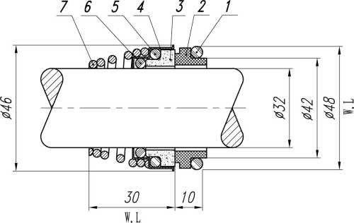 Gleitringdichtung für Pumpenwelle R-BT-FN.NU 10, SIC/SIC, EPDM, 304
