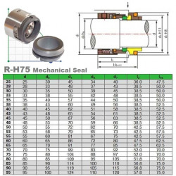 Gleitringdichtung für Pumpe KSB R-H75 53, CAR/SIC, EPDM, 304, G9