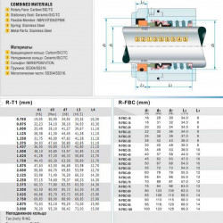 Gleitringdichtung für Pumpenwelle R-T1 1 3/8, TC/TC, VITON, 304, WG