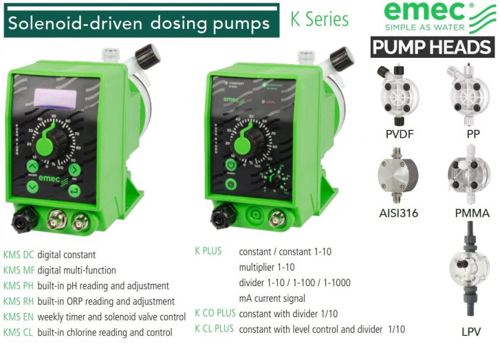Magnetdosierpumpe EMEC KMS DC LPV für niedrigviskose Flüssigkeiten, 2–18 l/h, 18–2 bar